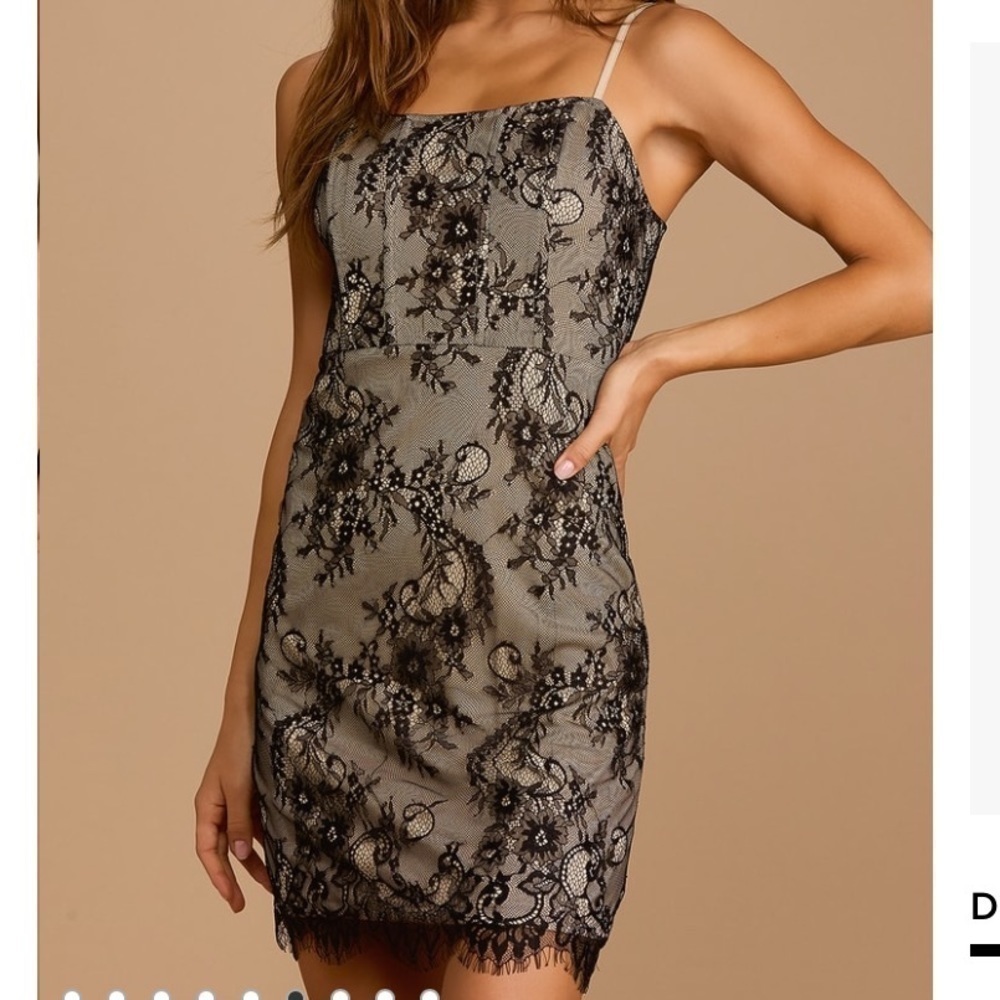 Nwt Lulu's Black Lace Cocktail Mini Dress